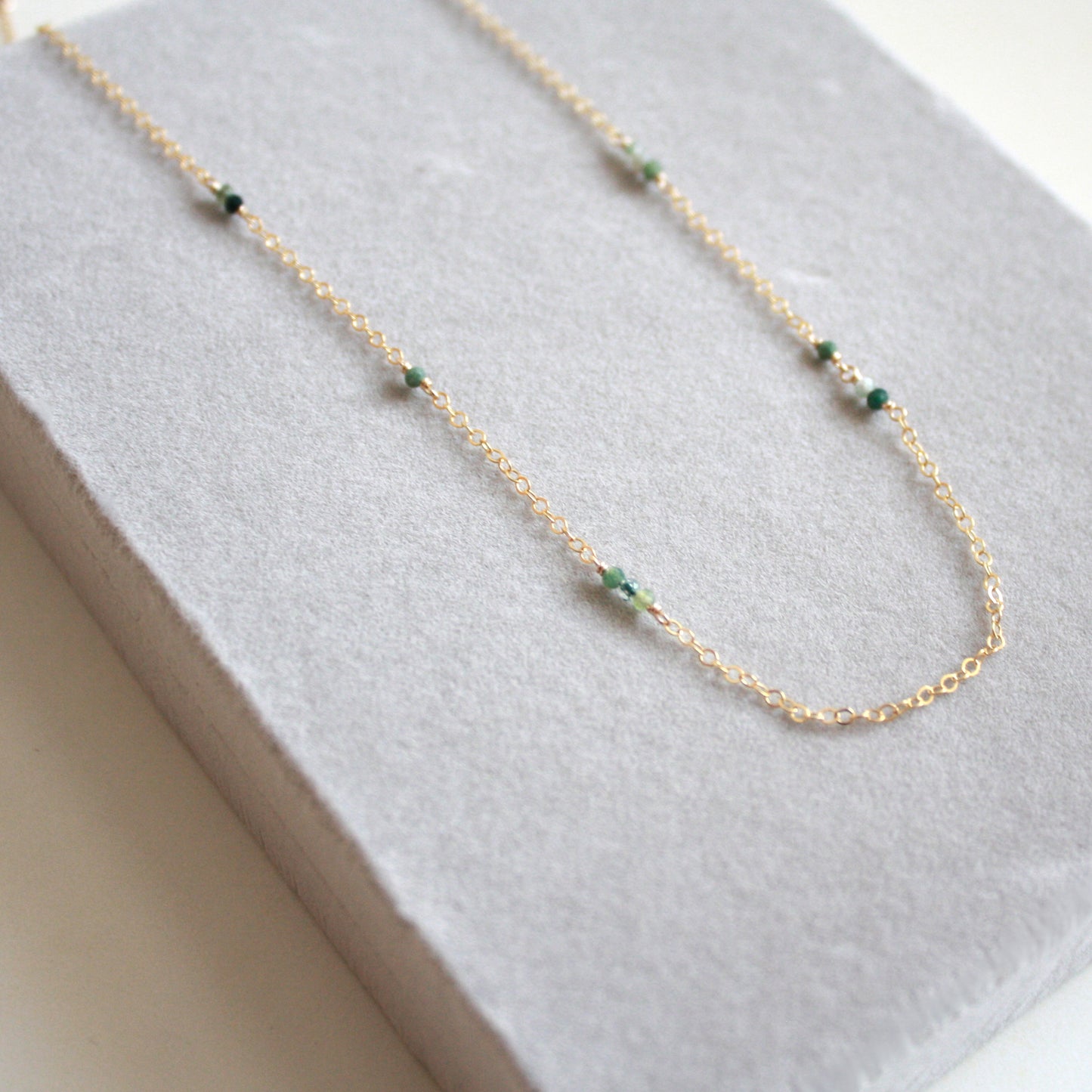 Short Gemstone Necklace - Moss Agate