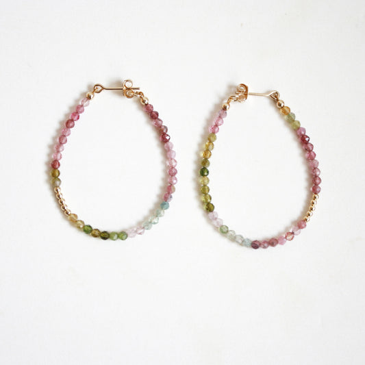 Multicolor Tourmaline Hoop Earrings - Large