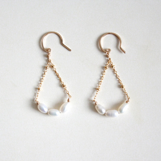 Pearl Arch Dangle Earrings - Small