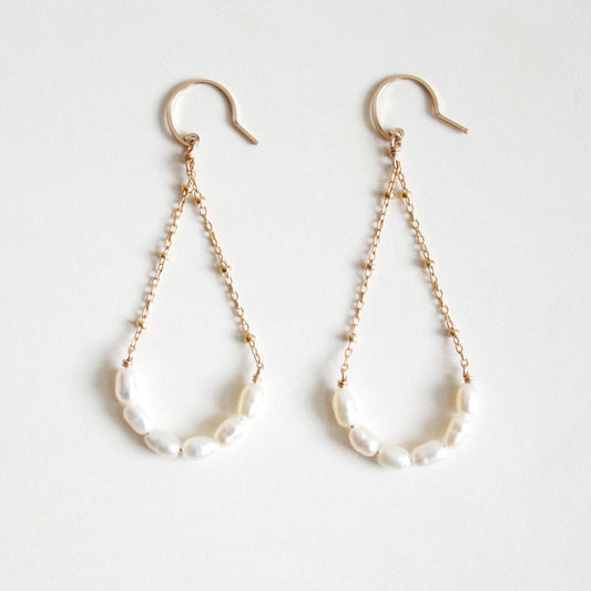 Pearl Arch Dangle Earrings - Large