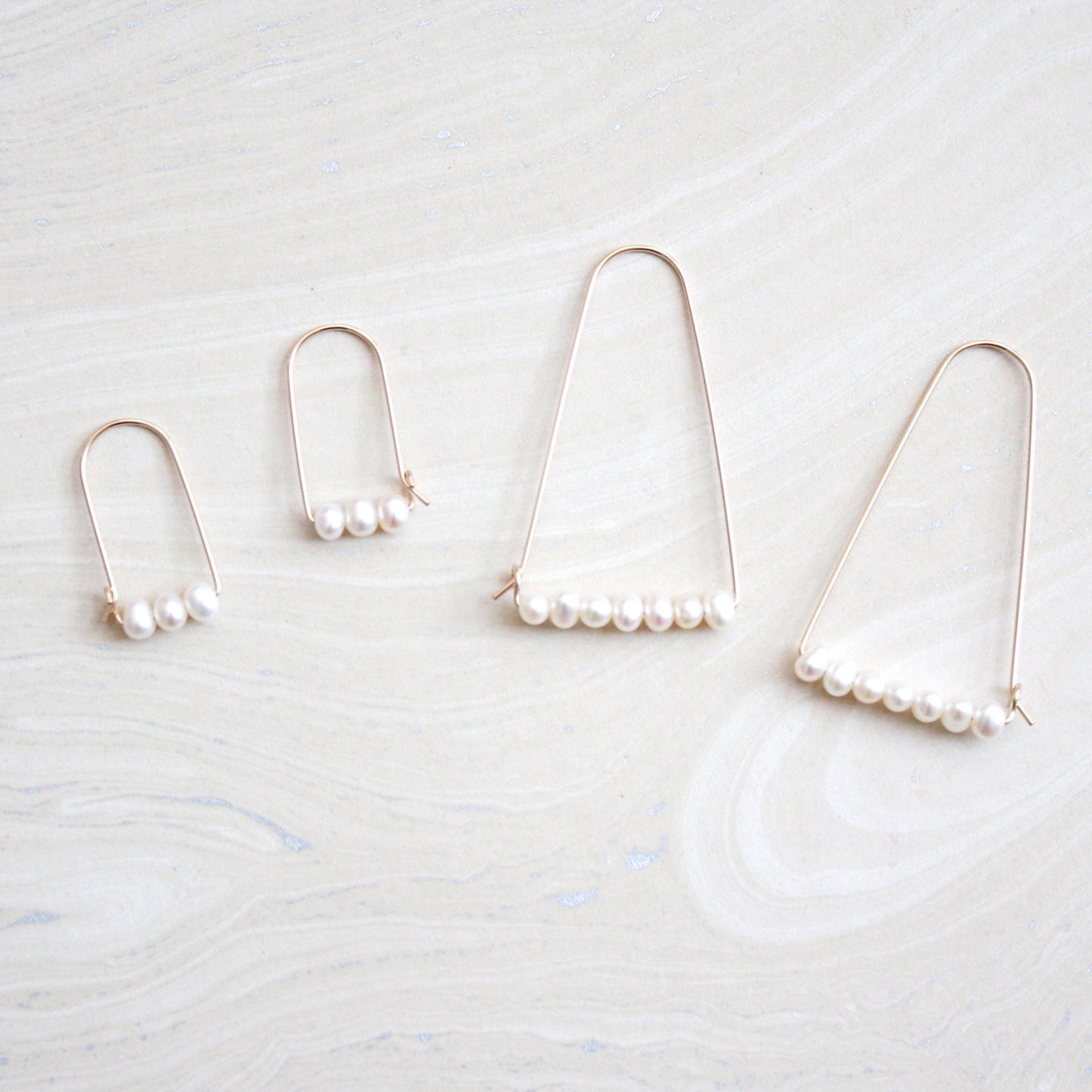 Small Mountain Hoop Earrings - Freshwater Pearls