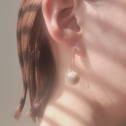 Small White Dome Earrings with Gold Flakes