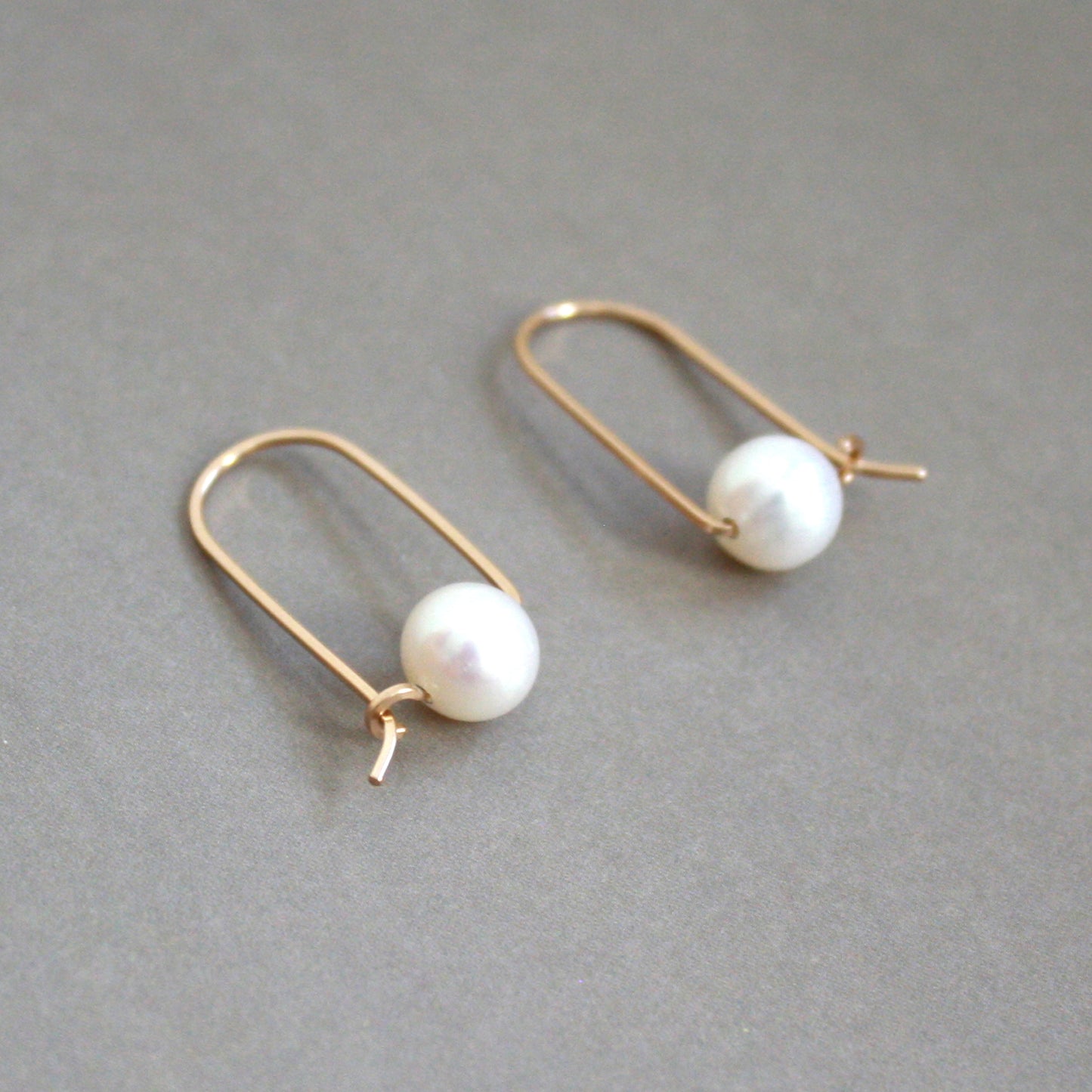 Short Bar Pearl Hoop Earrings