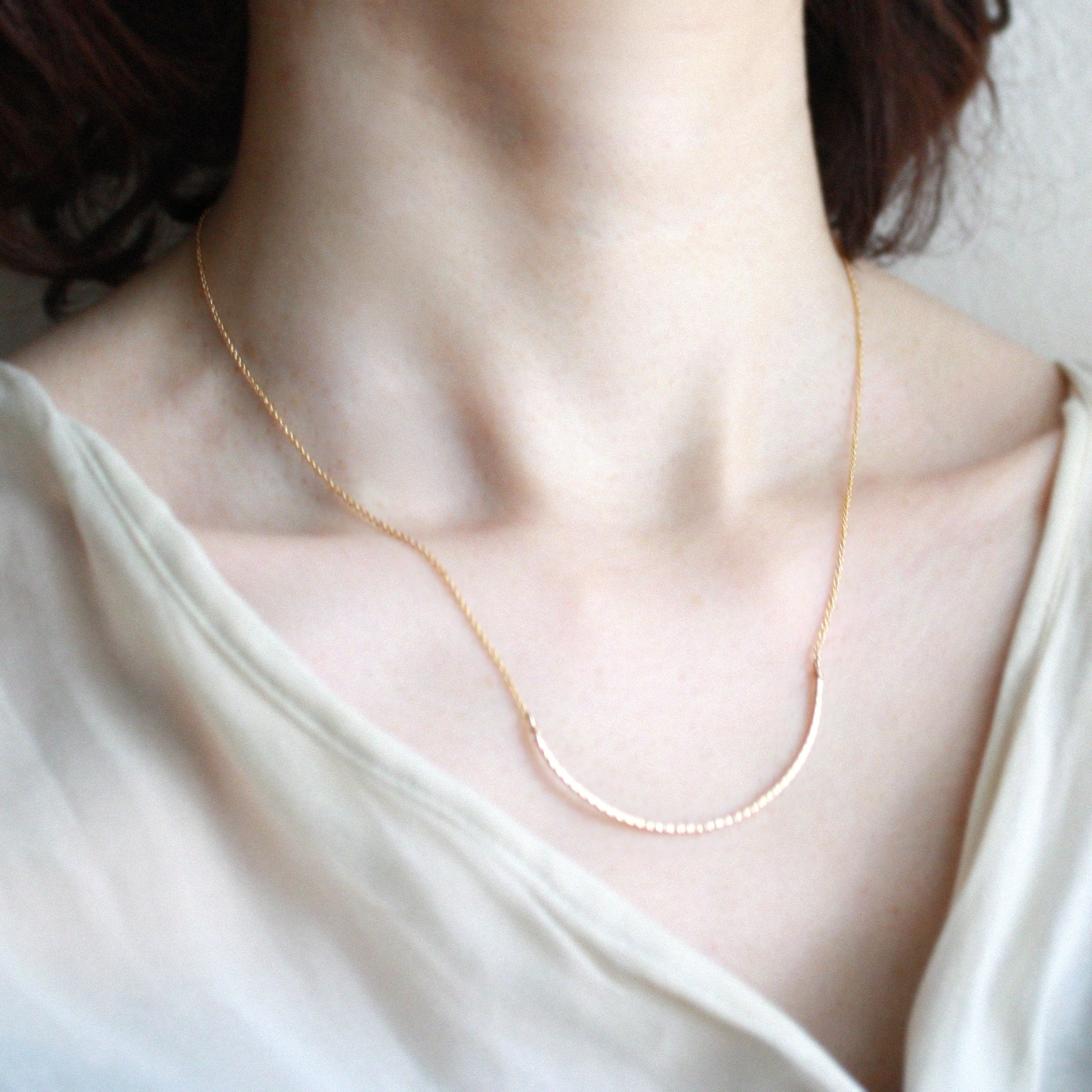 gold arc half circle necklace