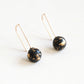 Small Black Dome Earrings with Gold Flakes