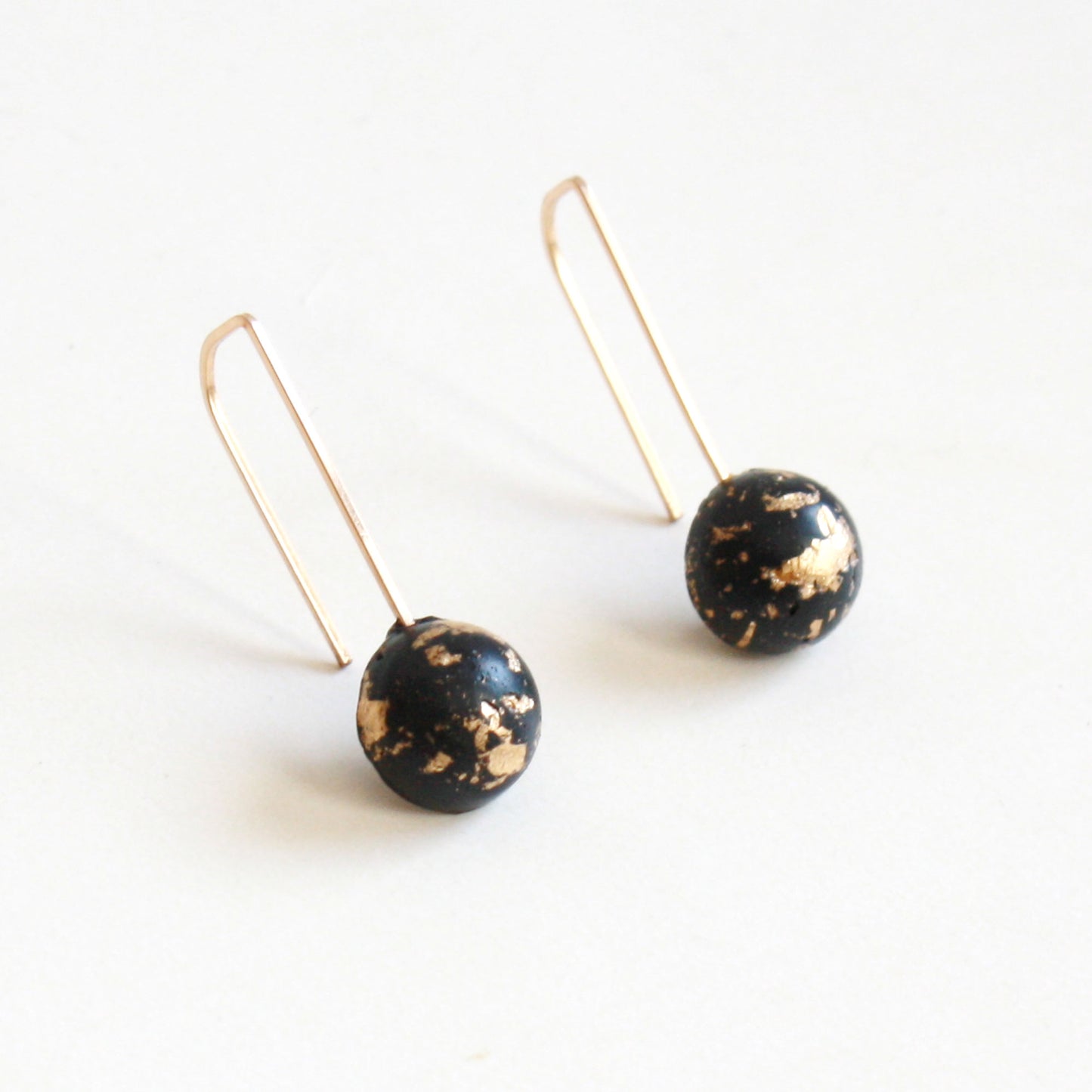Small Black Dome Earrings with Gold Flakes – Hooks and Luxe