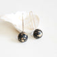 Small Black Dome Earrings with Gold Flakes