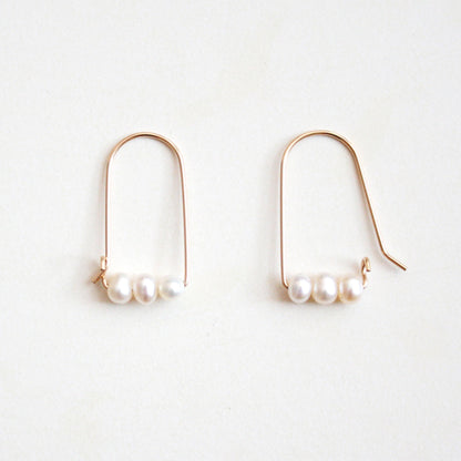 Small Mountain Hoop Earrings - Freshwater Pearls