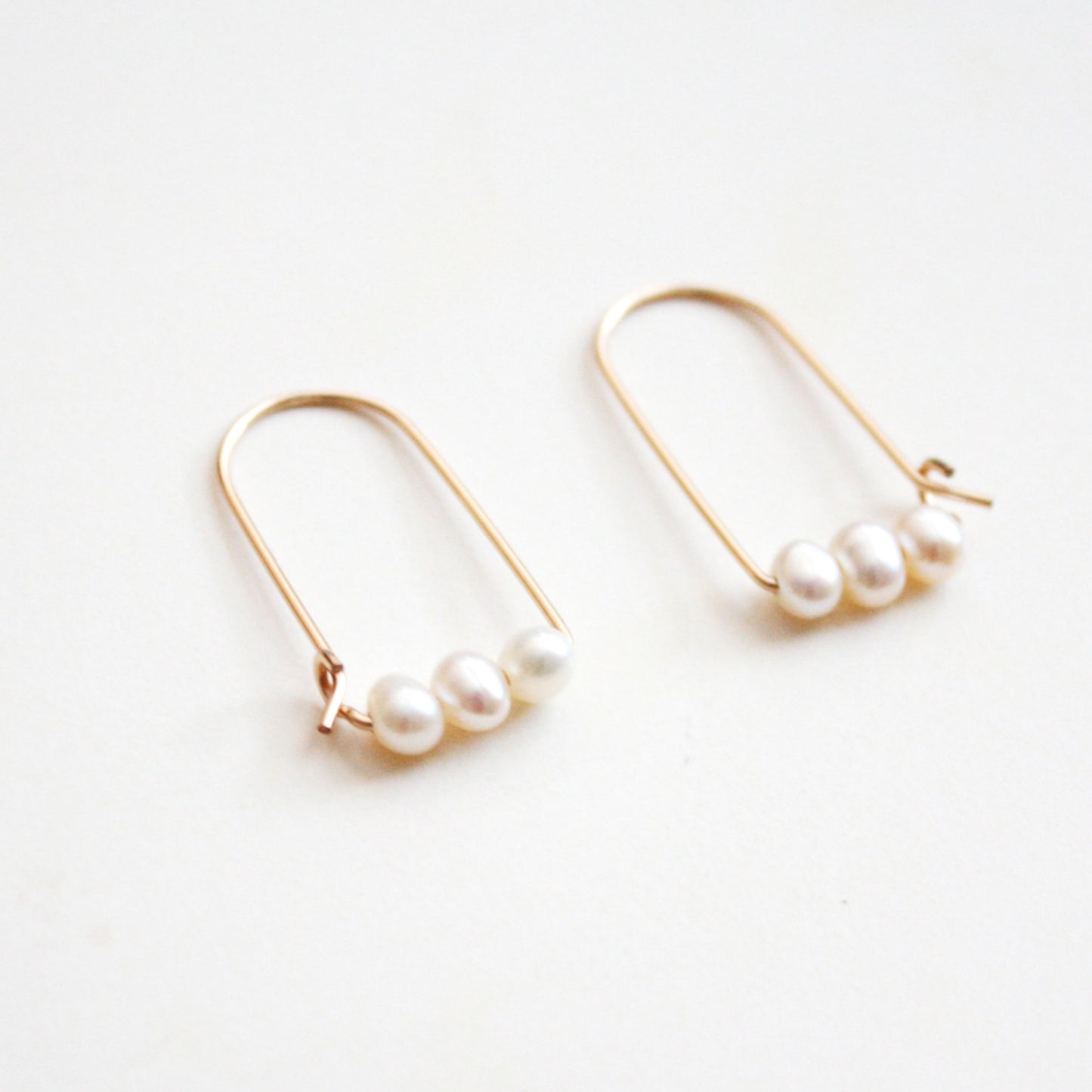 Small Mountain Hoop Earrings - Freshwater Pearls