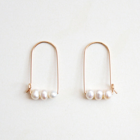 Small Mountain Hoop Earrings - Freshwater Pearls