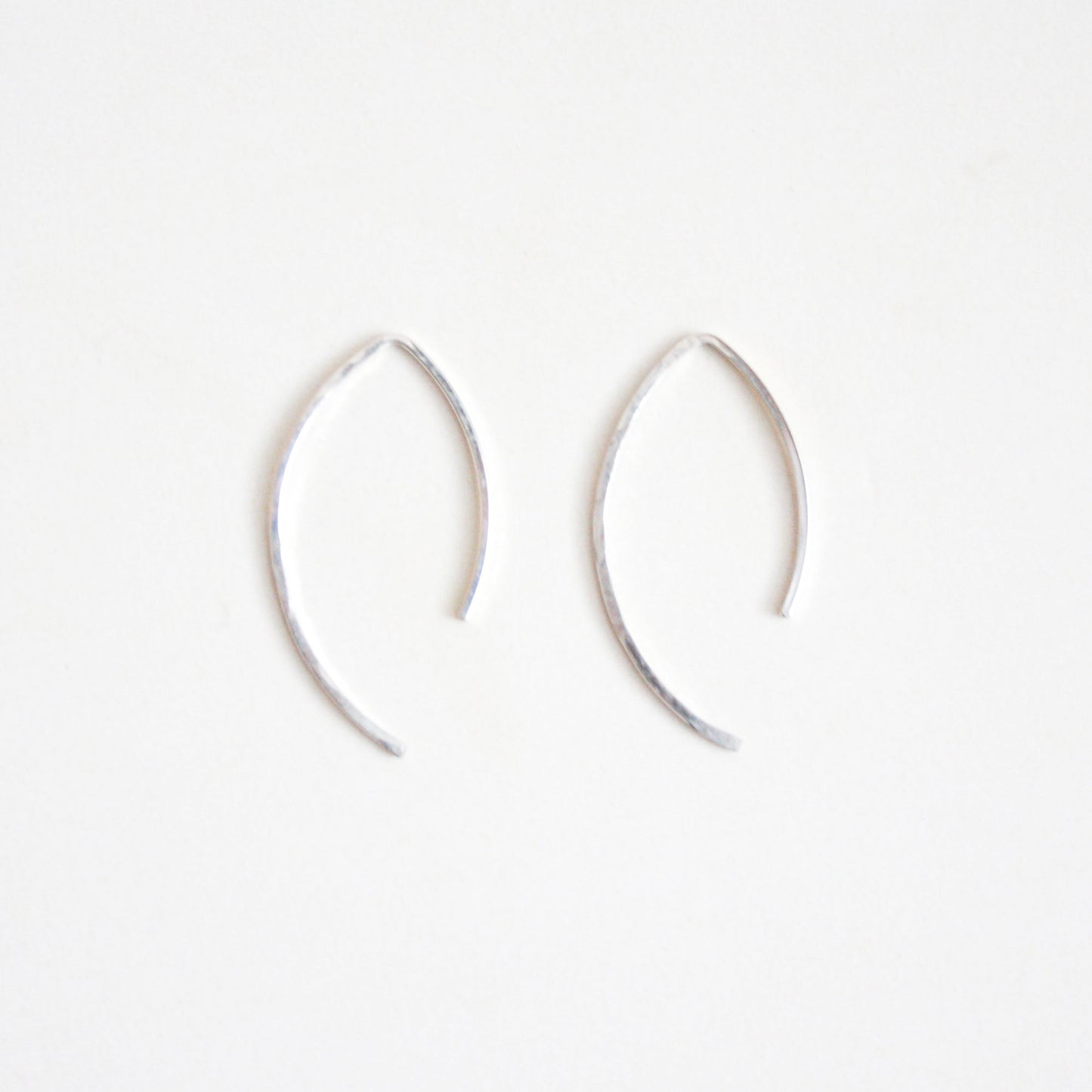Hammered Marquise Threader Earrings - Small