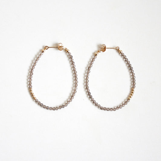 Smoky Quartz Hoop Earrings - Large