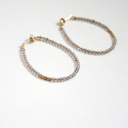 Smoky Quartz Hoop Earrings - Large