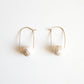 Oval Hoop Earrings with Small White Balls