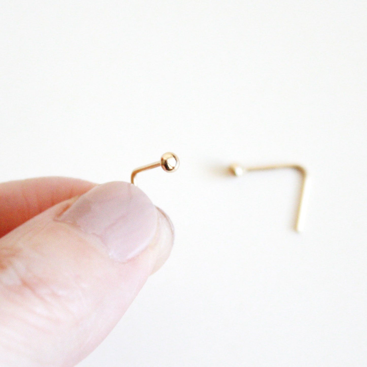 14k solid gold tiny dot earrings