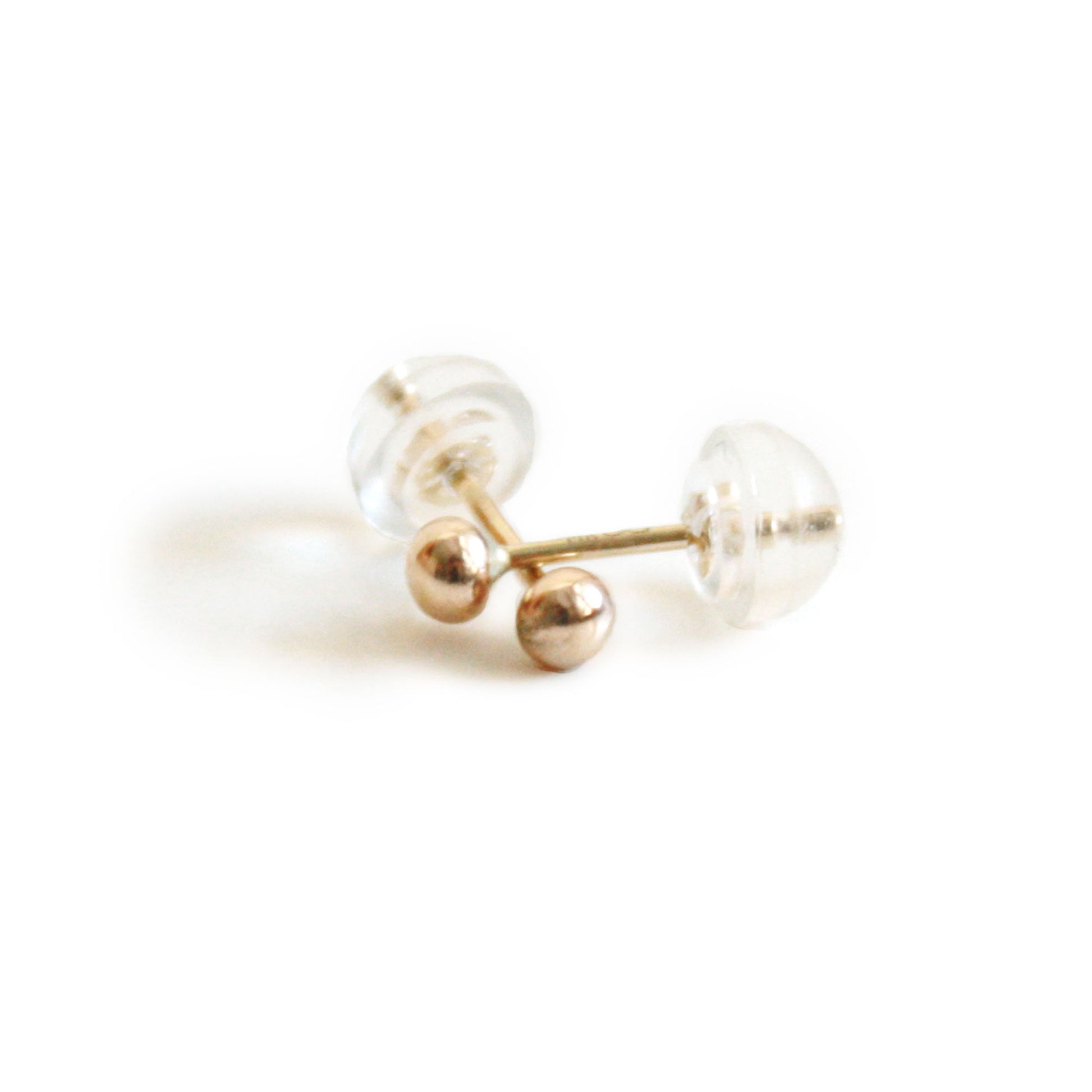 14k solid gold tiny dot stud earrings