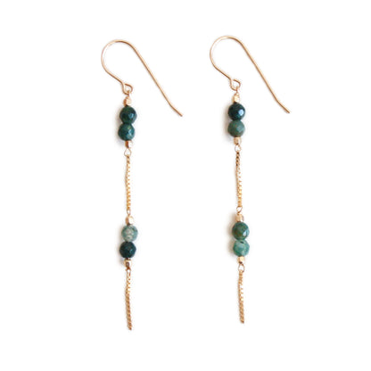 Gemstone Dangle Earrings - Moss Agate