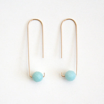 Long Hook Earrings - Amazonite