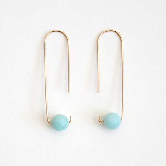 Long Hook Earrings - Amazonite