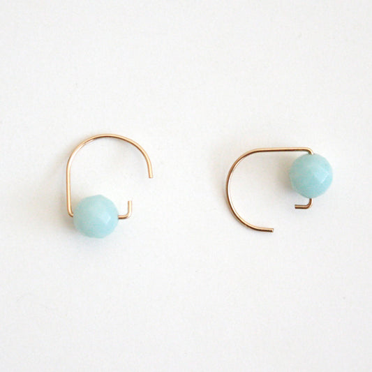 Short Hook Stud Earrings - Amazonite