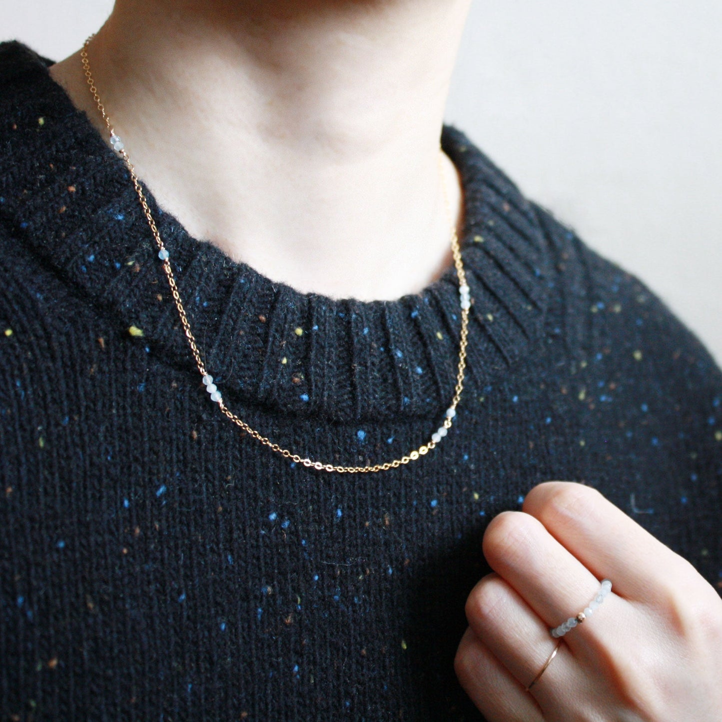 Short Gemstone Necklace - Moss Agate