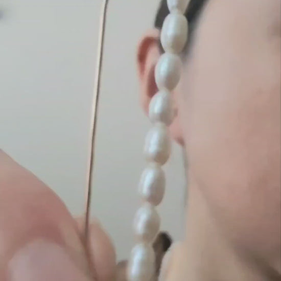 freshwater pearl threader earrings