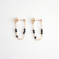 Tiny Gemstone Chain Hoop Stud Earrings - Black Spinel