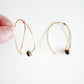 Teardrop Hoop Earrings - Gold Leaf - Black