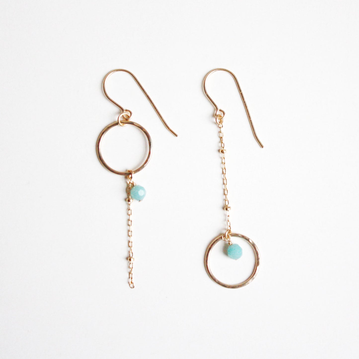 Long Asymmetrical Dangle Earrings - Gemstones