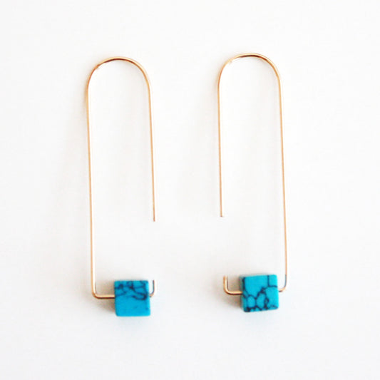 Long Hook Earrings - Gemstones