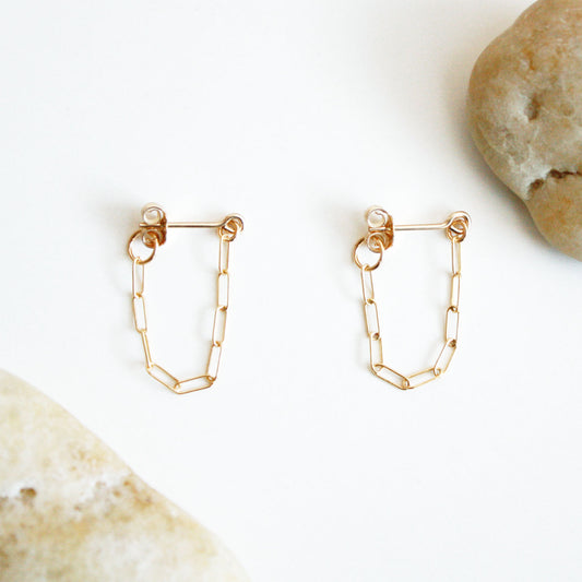 Chain Hoop Stud Earrings