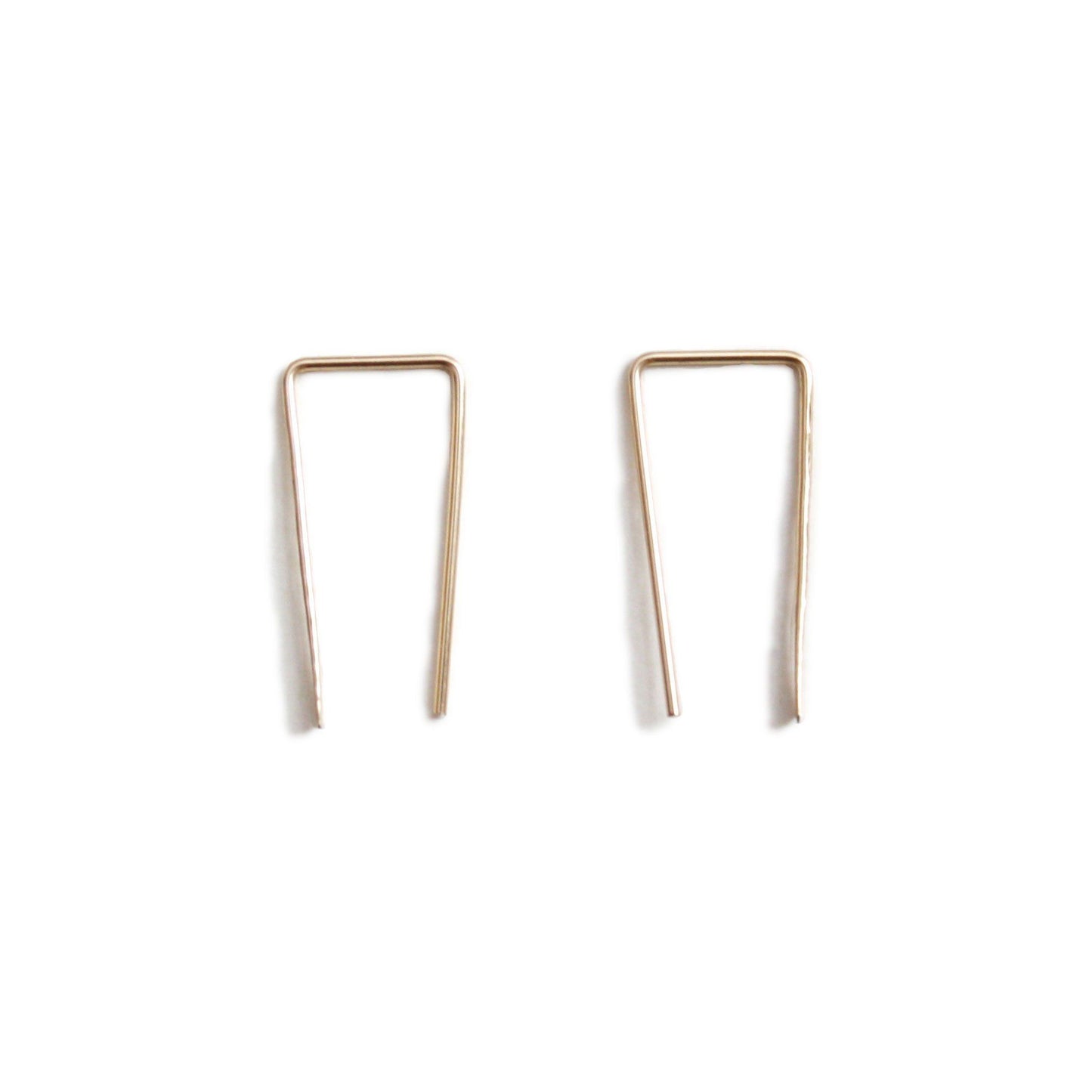 14k yellow gold long bar earrings