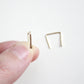 Solid 14k yellow gold staple hook threader earrings - hammered texture -short