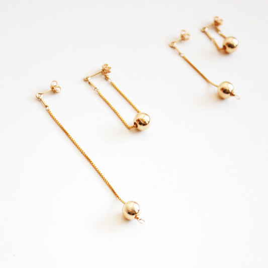 Versatile Dangle Hoop Earrings - Gold Balls