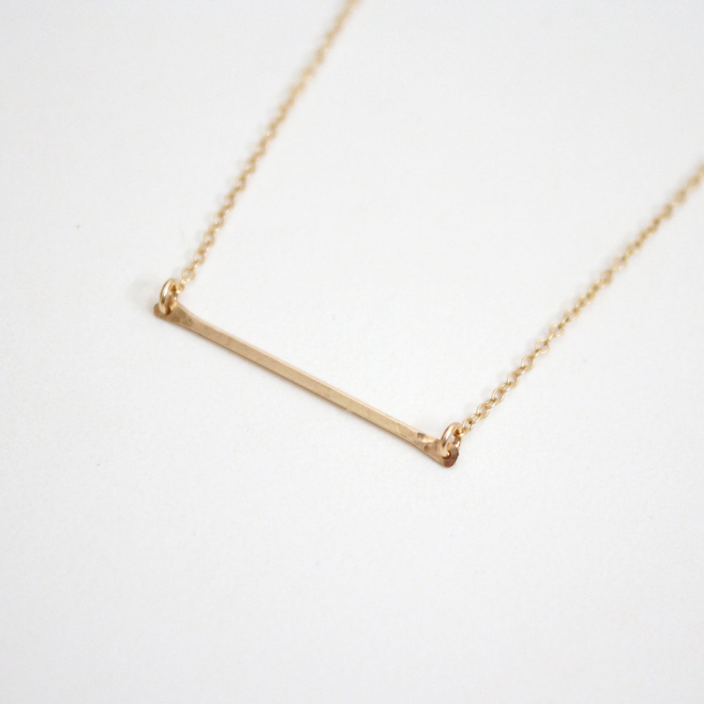 14k Gold Long and Minimalist Filled Bar Necklace 