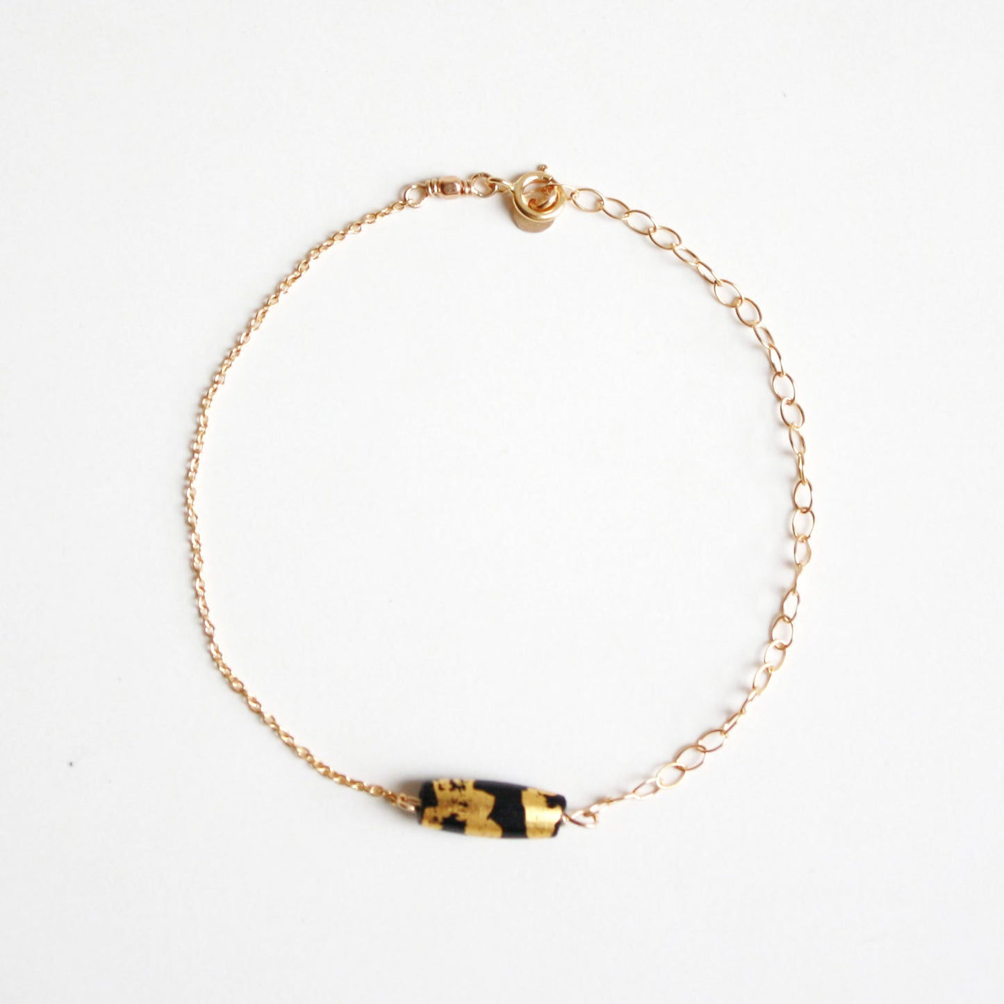 Gold Leaf Bracelet - Black Tube
