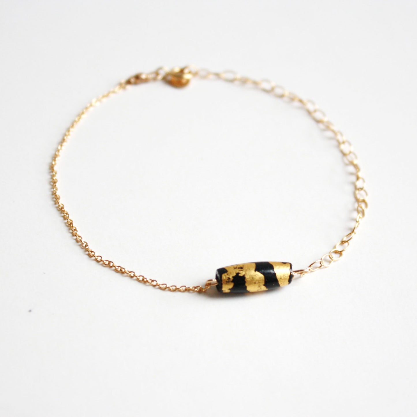 Gold Leaf Bracelet - Black Tube