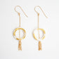 Gold Leaf Earrings - Ring & Tassel - White