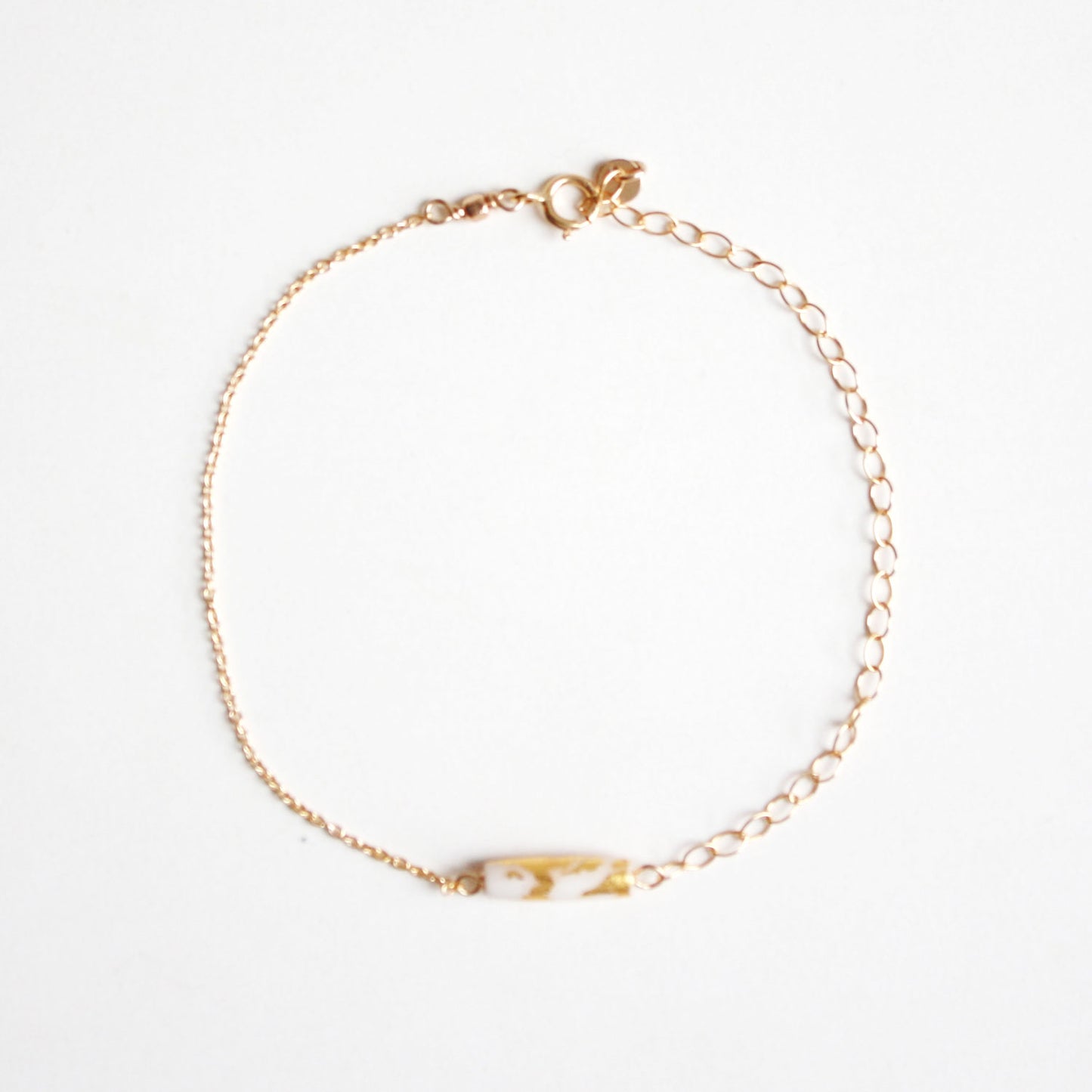 Gold Leaf Bracelet - White Tube