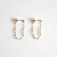 Tiny Gemstone Chain Hoop Stud Earrings - Labradorite