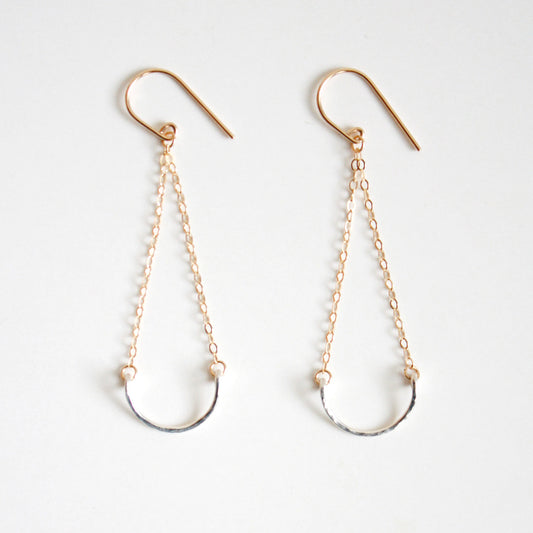 Hammered Dangle Earrings - Half Circle