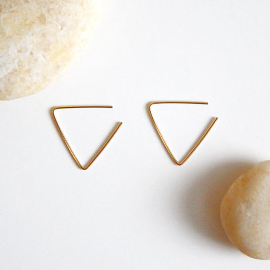 Hoop Earrings - Triangle - 14k Gold Filled