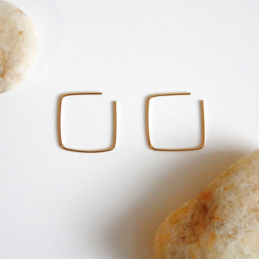 Hoop Earrings - Square - 14k Gold Filled
