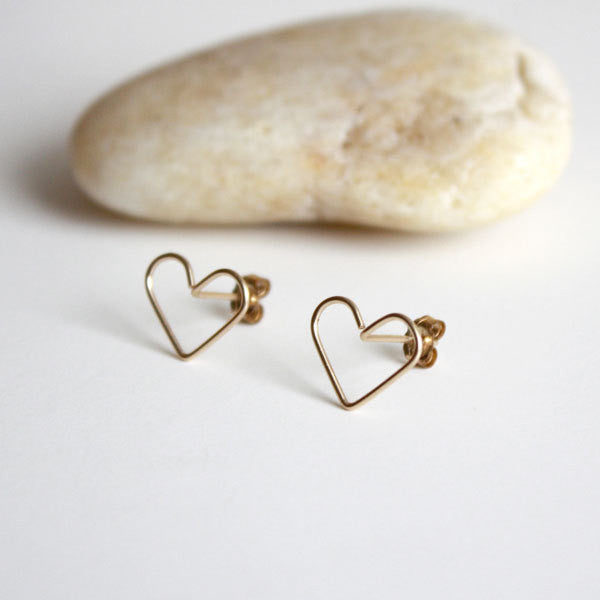 Heart Stud Earrings - Large - 14k Gold Filled