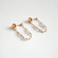 Tiny Gemstone Chain Hoop Stud Earrings - Labradorite