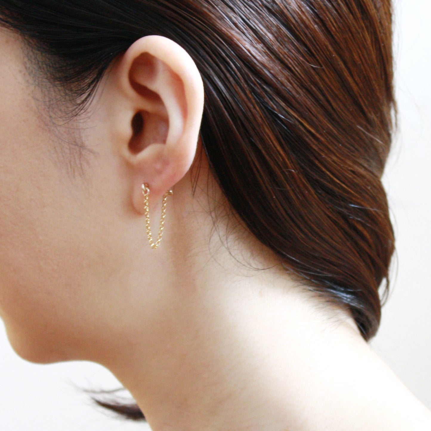 chain hoop stud earrings