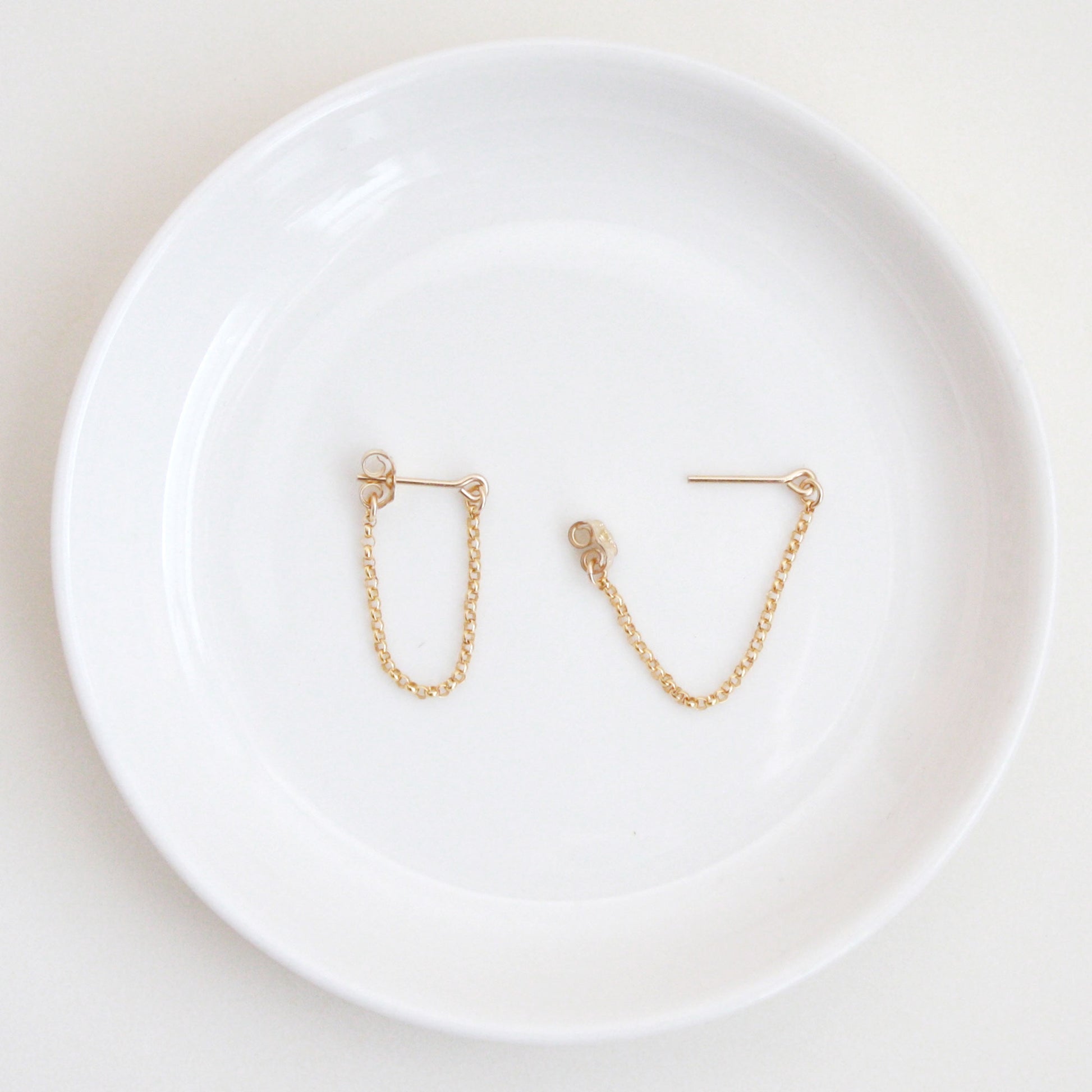 Gold Medium Chain Hoop Stud Earrings Hooks and Luxe