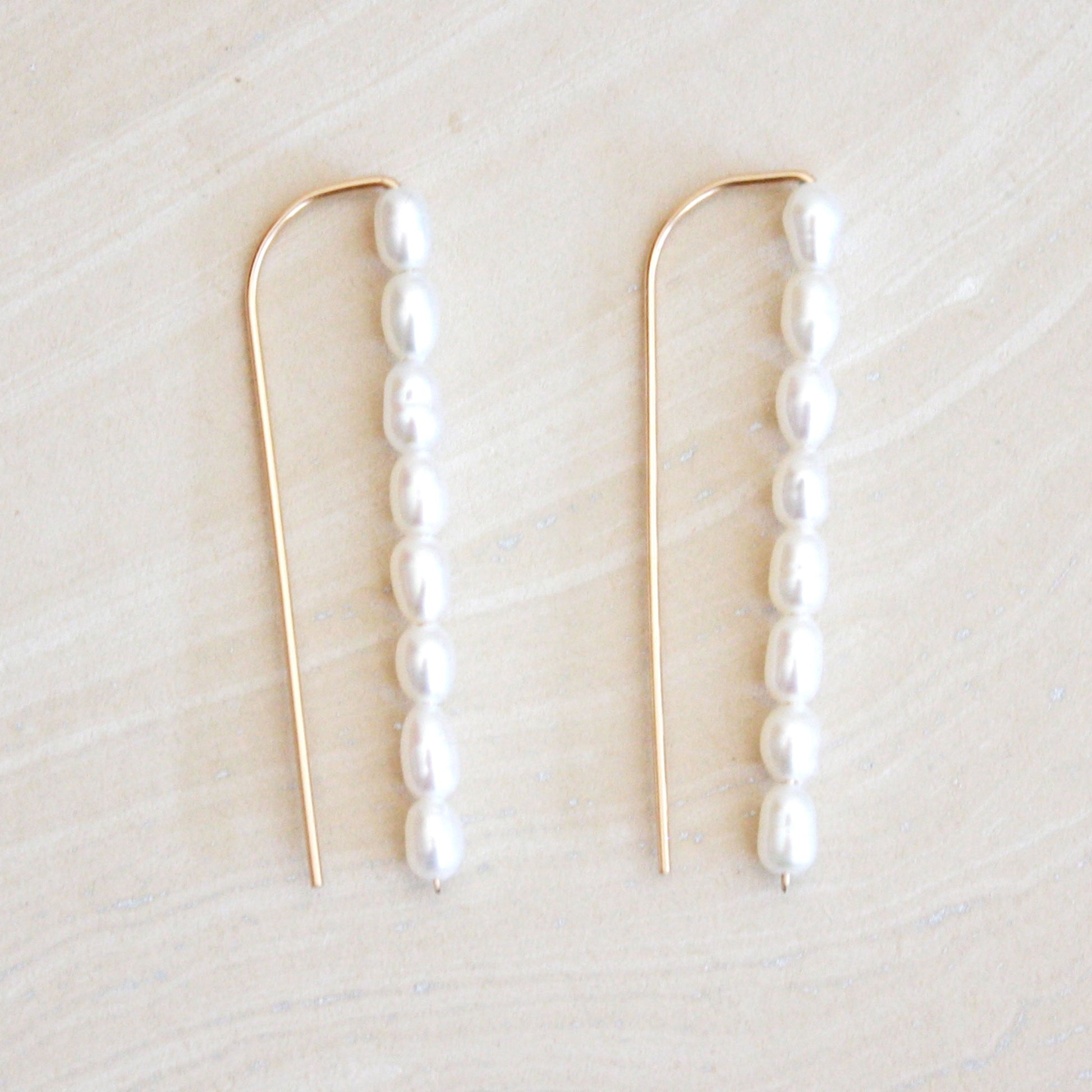 pearl threader earrings