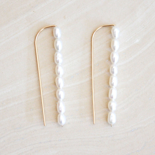 pearl threader earrings