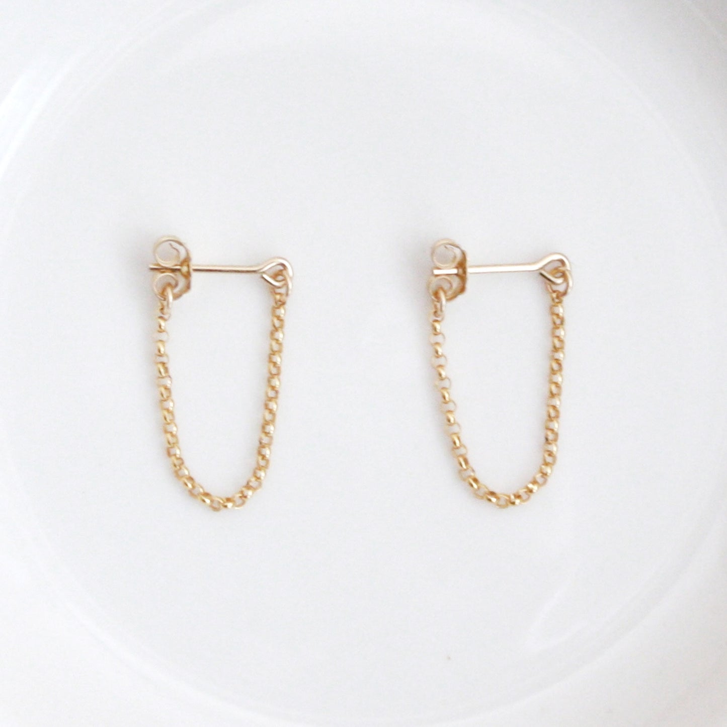 gold chain hoop stud earrings